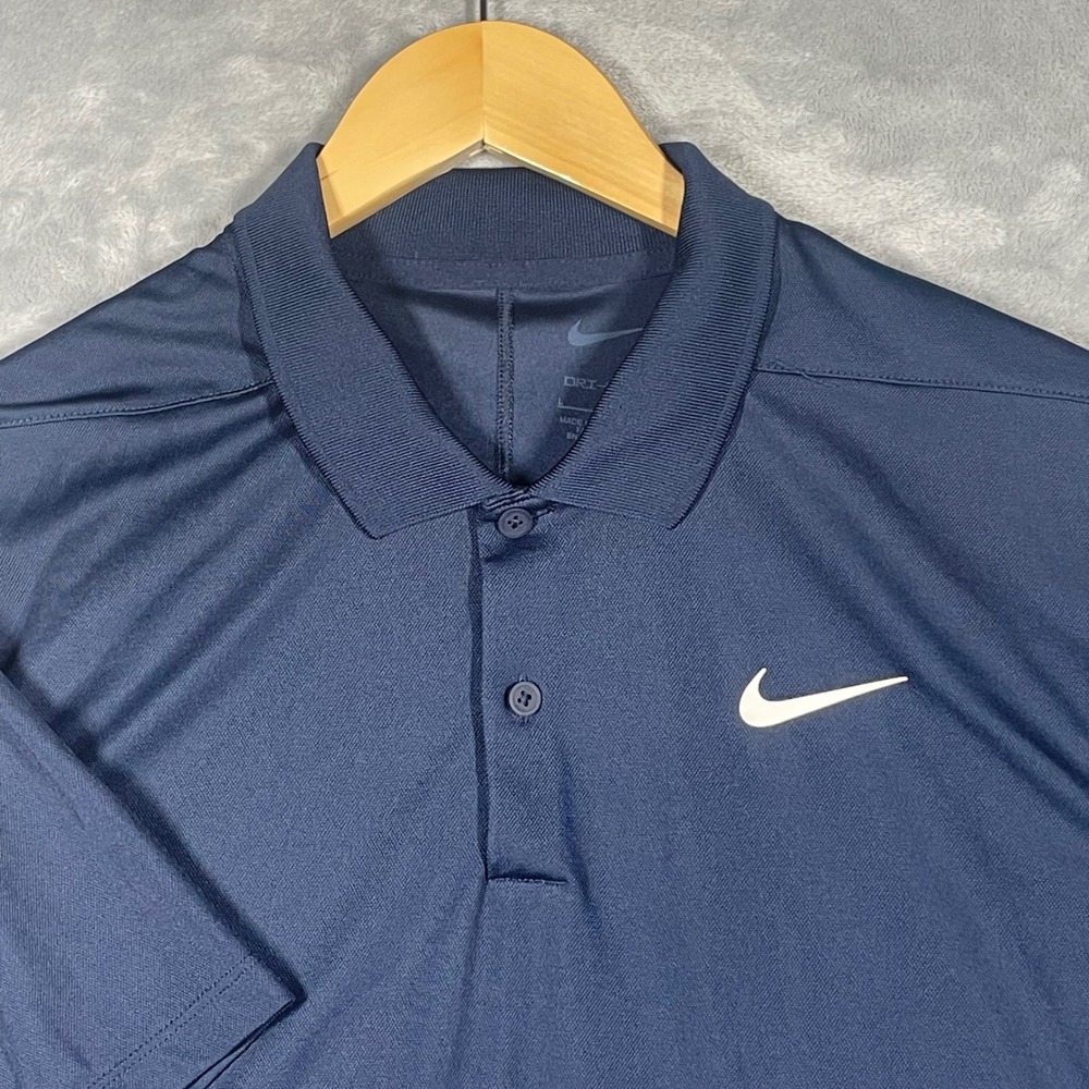 Nike Dri-FIT Mens Navy Blue Short Sleeve Performance Golf Polo Shirt Size Large